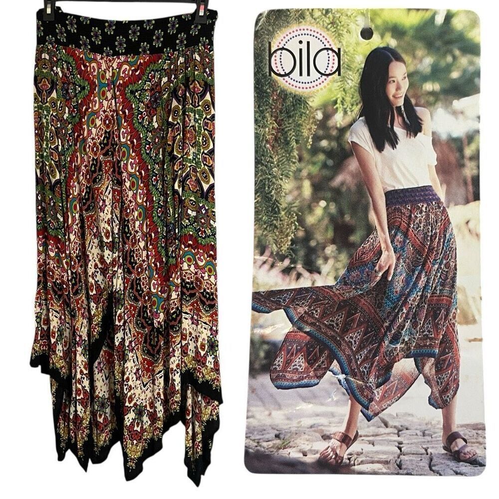 Billa Rayon Hippie Boho Elastic Waist Pull‎ On Skirt Sz XXL NWT